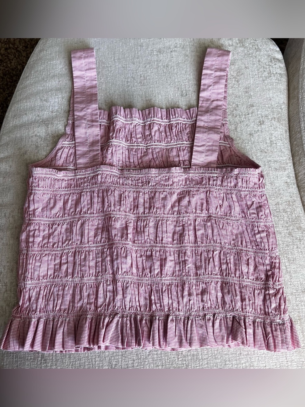 Everlane Pink Smocked Square-Neck Tank - Picture 4 of 4